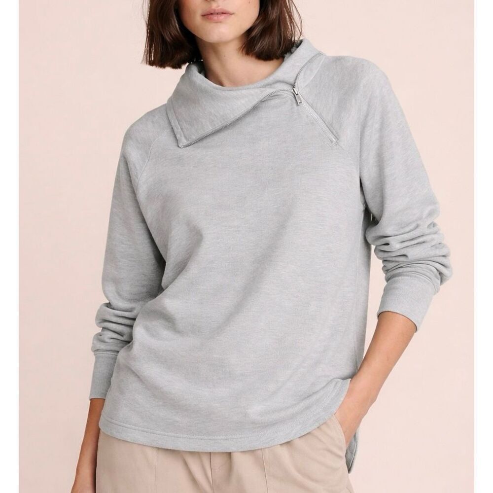Lou & Grey mint cozy mock neck zip detail sweater size xl